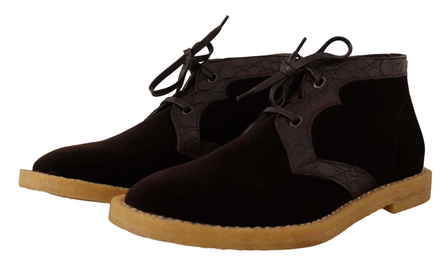 Exotische Stiefeletten aus braunem Kaimanleder