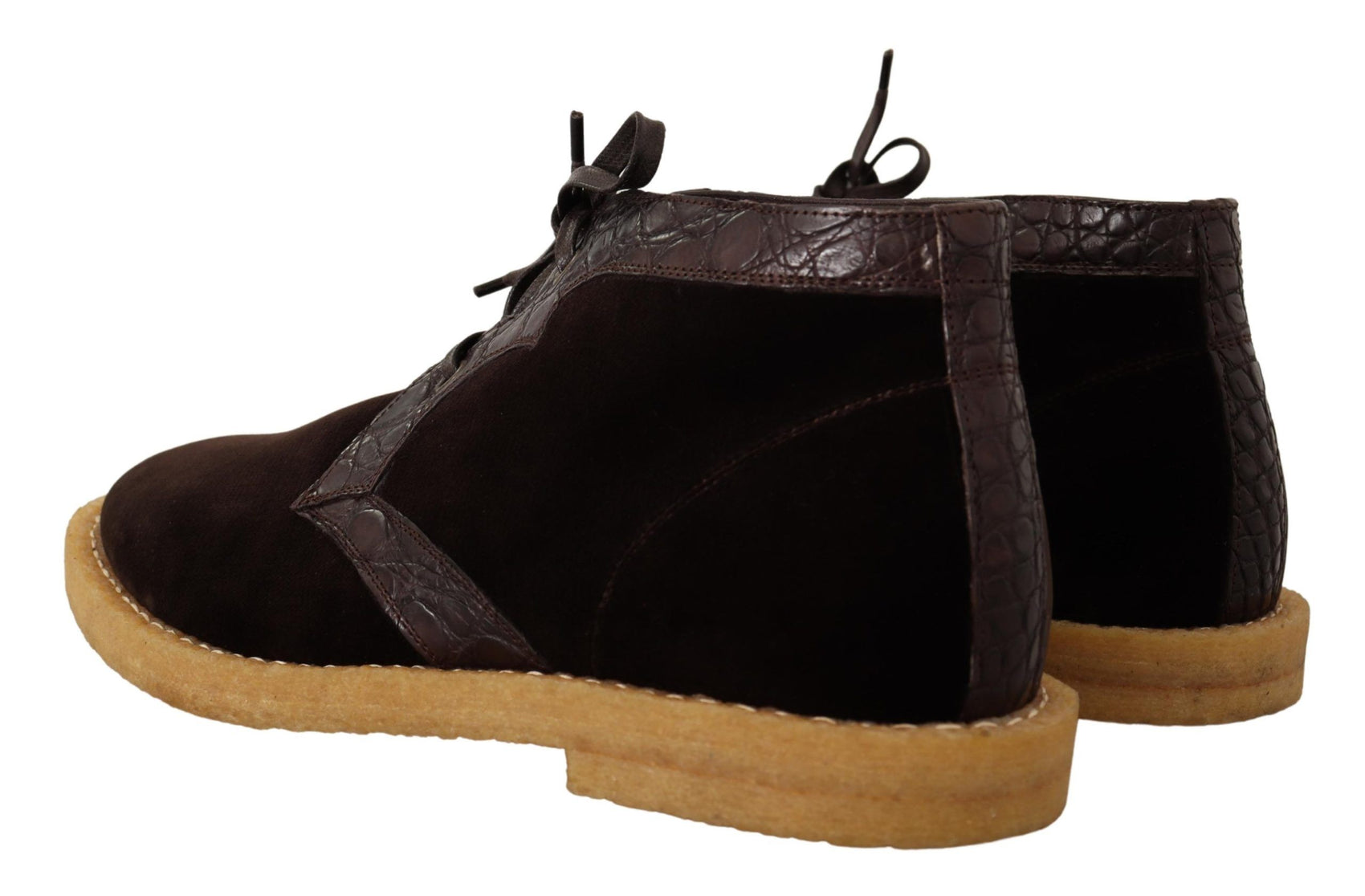 Exotische Stiefeletten aus braunem Kaimanleder