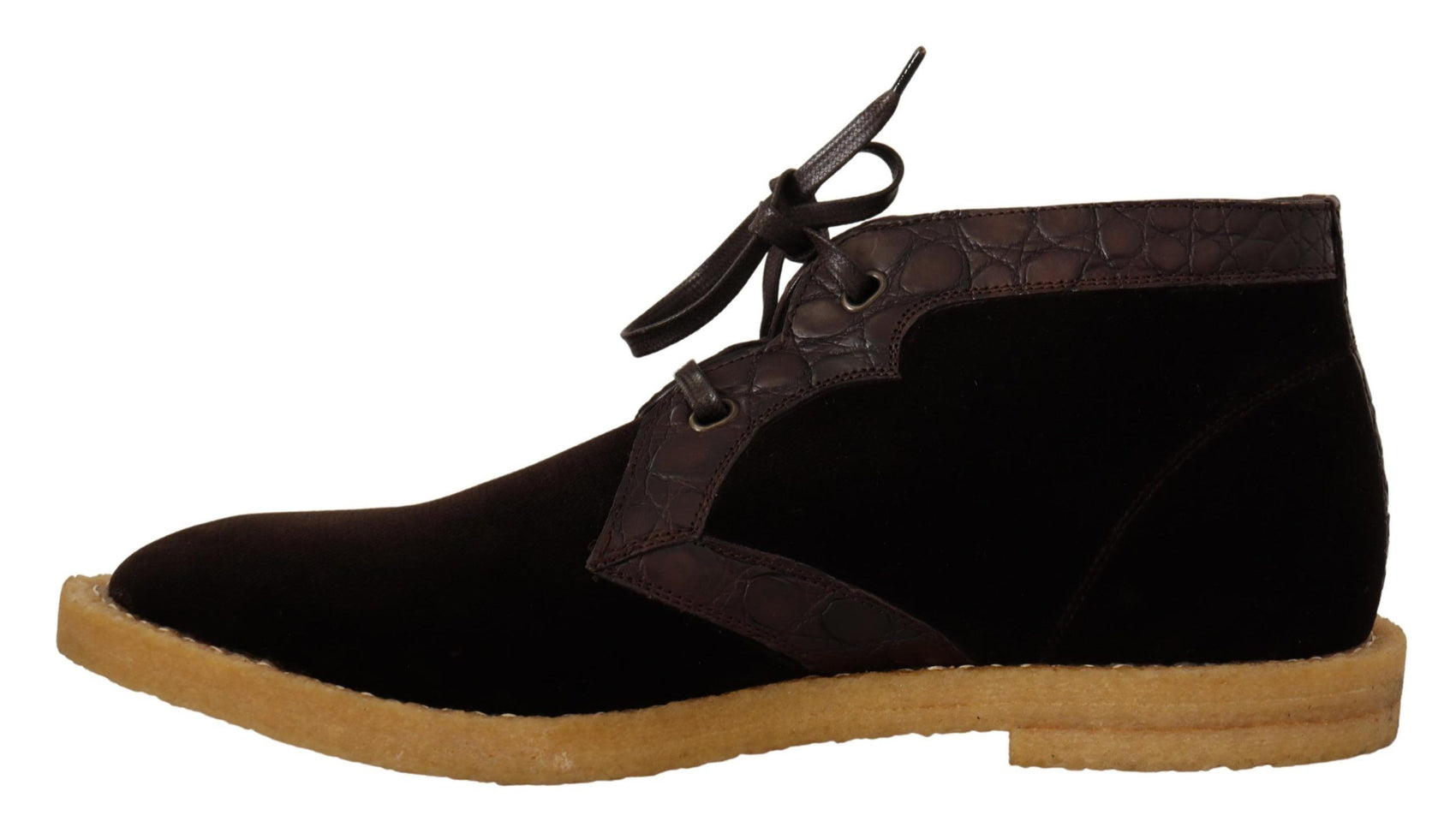Exotische Stiefeletten aus braunem Kaimanleder
