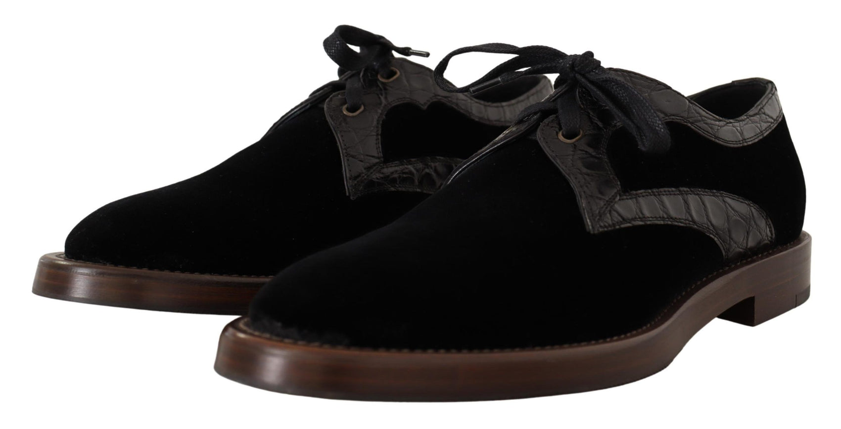 Eleganti scarpe da sera in velluto nero e pelle esotica