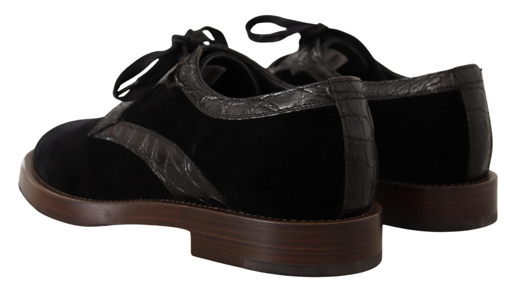 Eleganti scarpe da sera in velluto nero e pelle esotica