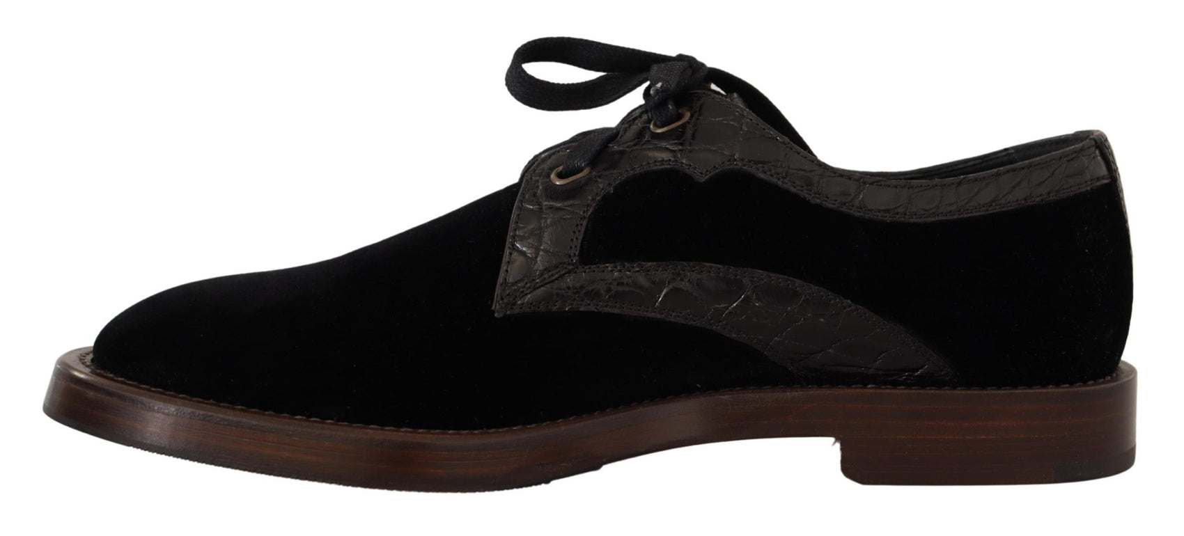 Eleganti scarpe da sera in velluto nero e pelle esotica