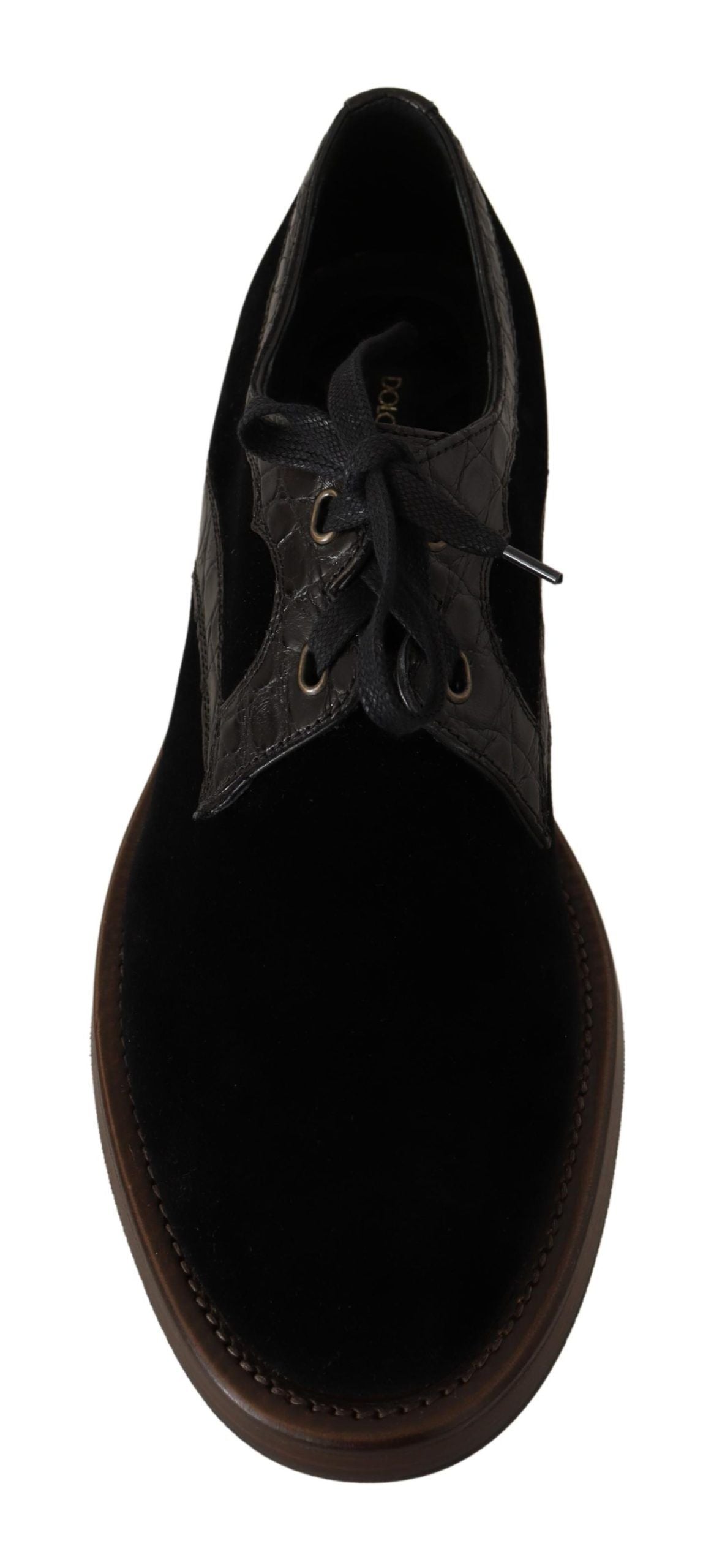 Eleganti scarpe da sera in velluto nero e pelle esotica
