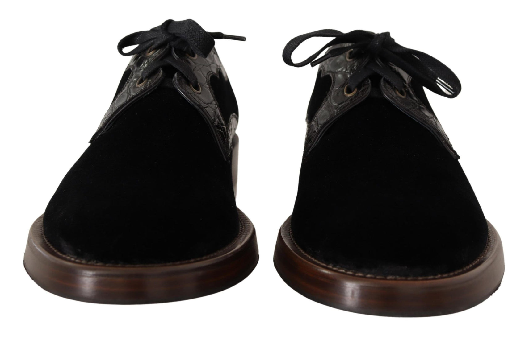 Eleganti scarpe da sera in velluto nero e pelle esotica