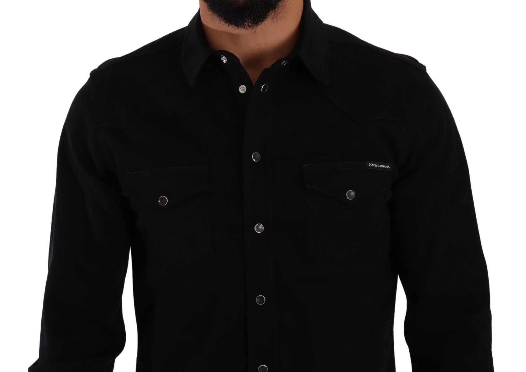 Camicia nera casual slim fit firmata