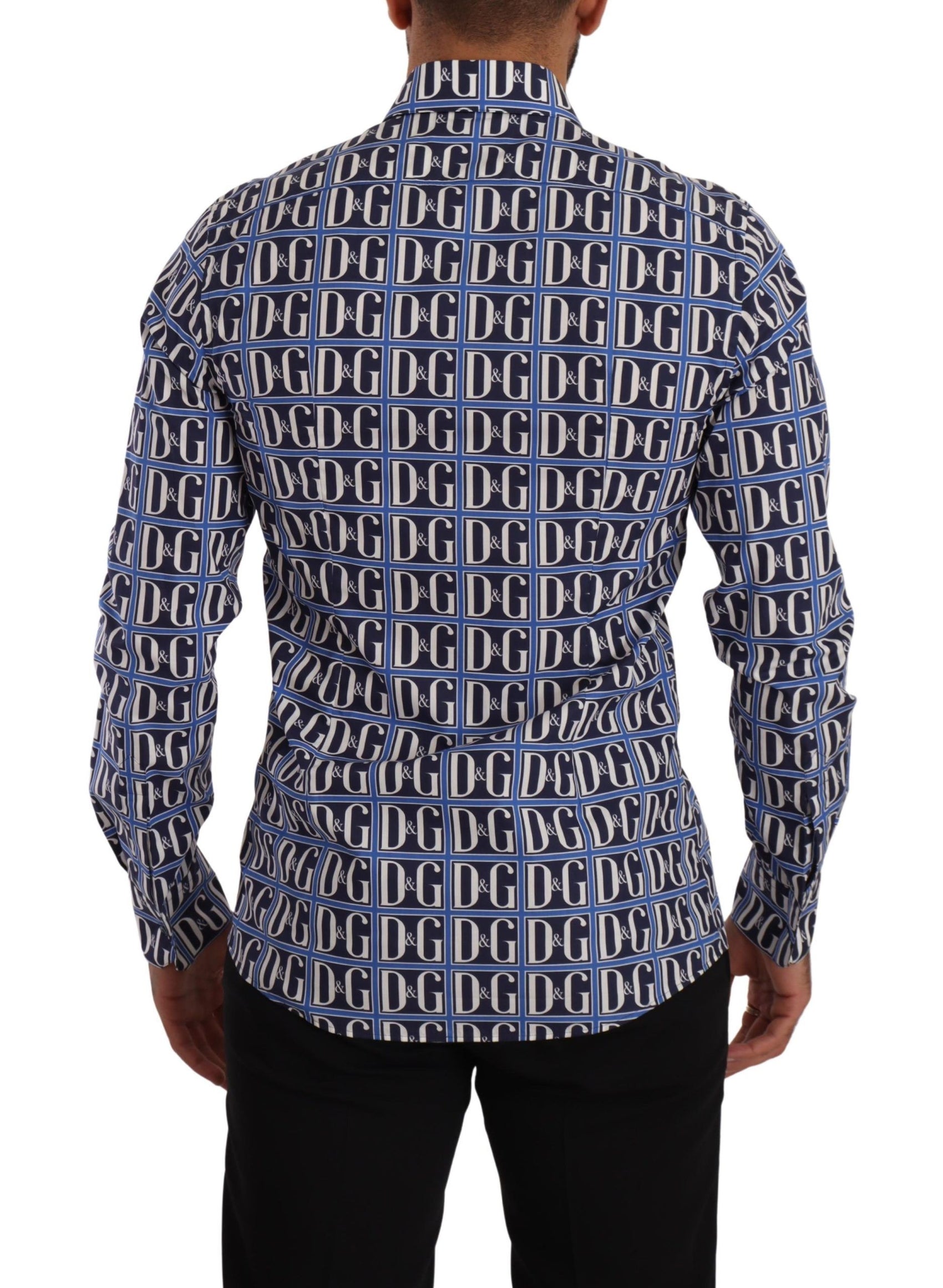 Camicia in cotone con logo blu slim fit