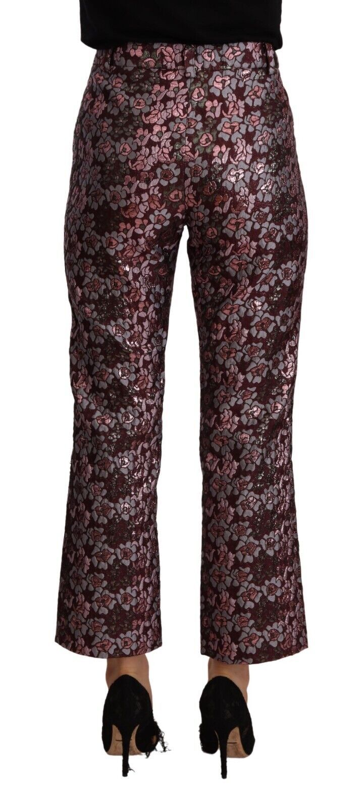 Ausgestellte, verkürzte Jacquard-Hose mit hoher Taille