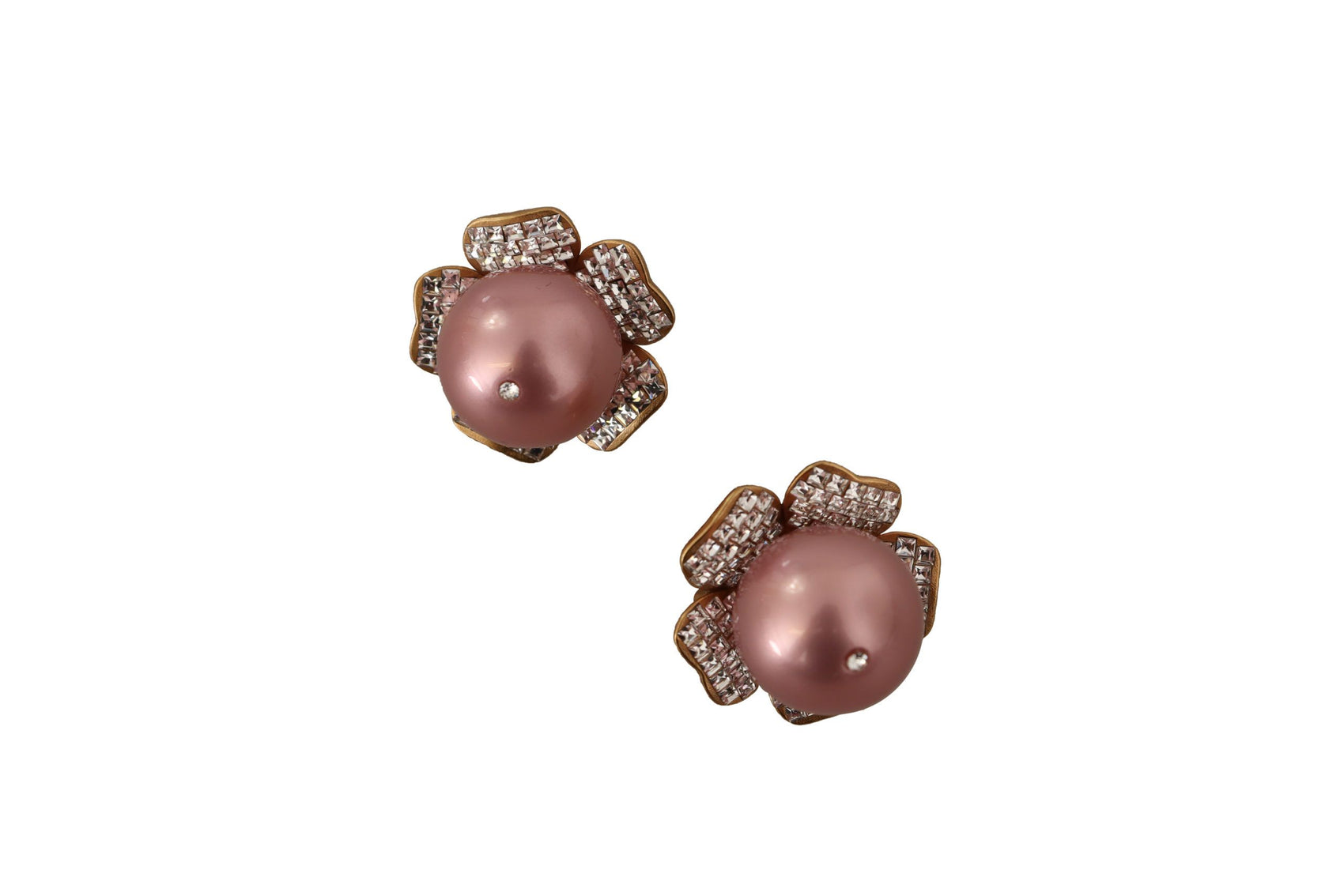 Eleganti orecchini a clip con perle di cristallo floreale
