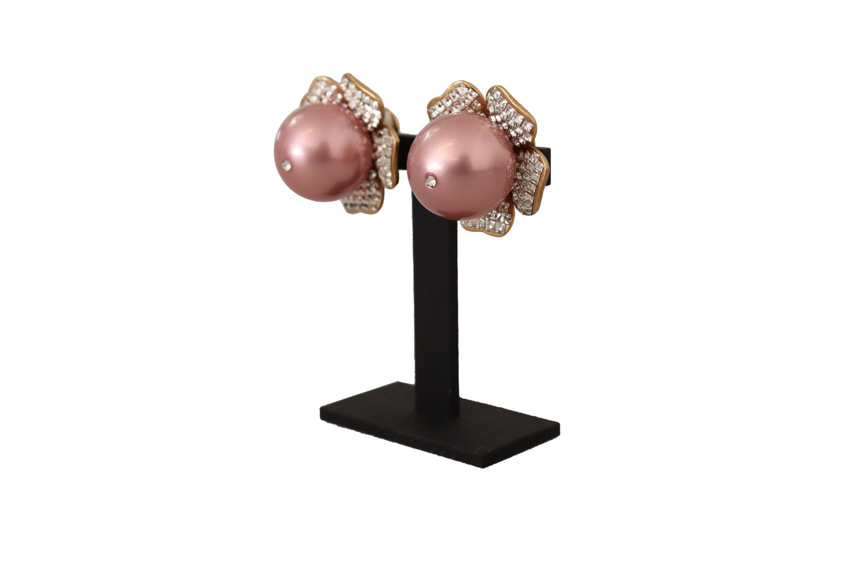 Eleganti orecchini a clip con perle di cristallo floreale