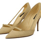 Chic Pointed Toe Leather Pumps in Sunshine Yellow