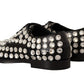 Crystal-Embellished Leather Formal Flats