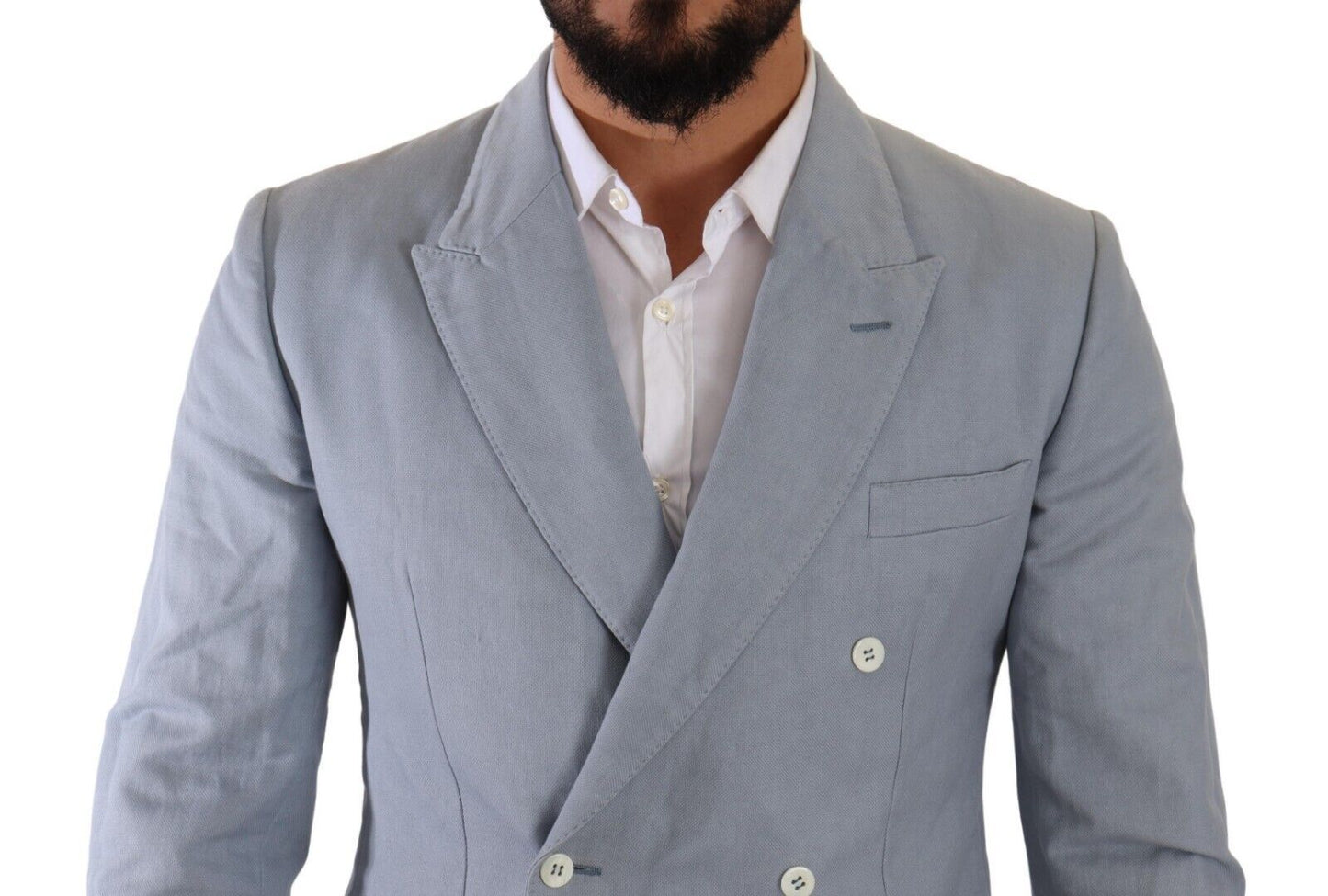 Elegant Slim Fit Light Blue Double Breasted Blazer