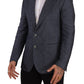 Elegant Slim Fit Two-Button Blue Blazer