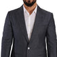 Elegant Slim Fit Two-Button Blue Blazer