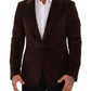 Elegant Brown Corduroy Slim Fit Blazer