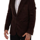 Elegant Brown Corduroy Slim Fit Blazer