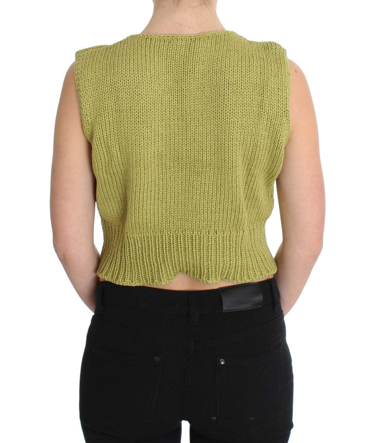 Eleganter grüner ärmelloser Westenpullover