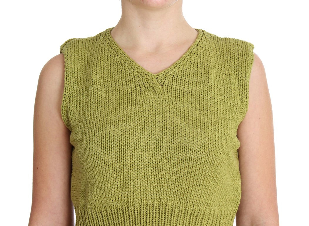 Eleganter grüner ärmelloser Westenpullover