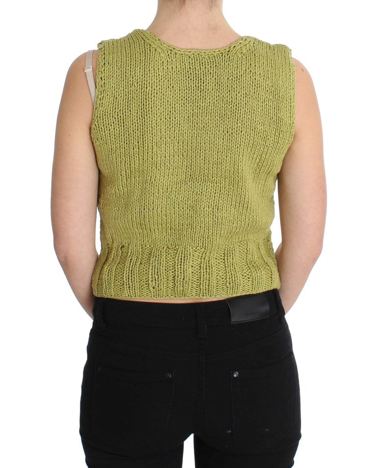 Schicker grüner gestrickter ärmelloser Westepullover
