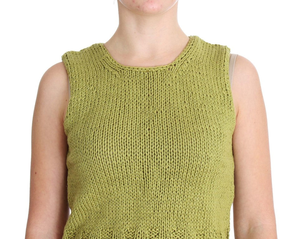 Schicker grüner gestrickter ärmelloser Westepullover