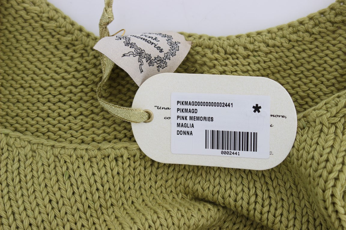 Eleganter ärmelloser Westepullover aus grünem Strick