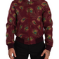 Radiant Red Peacock Print Bomber Jacket