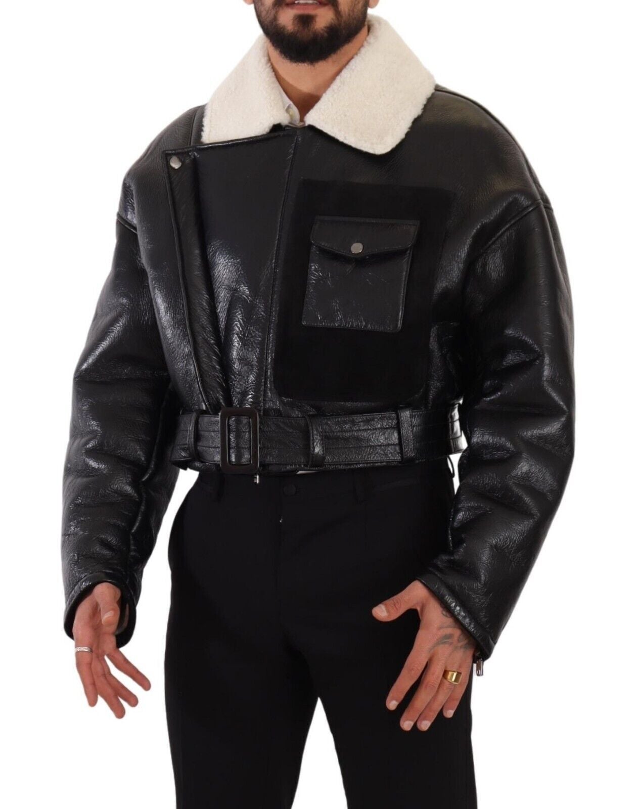 Elegante Shearling-Bikerjacke