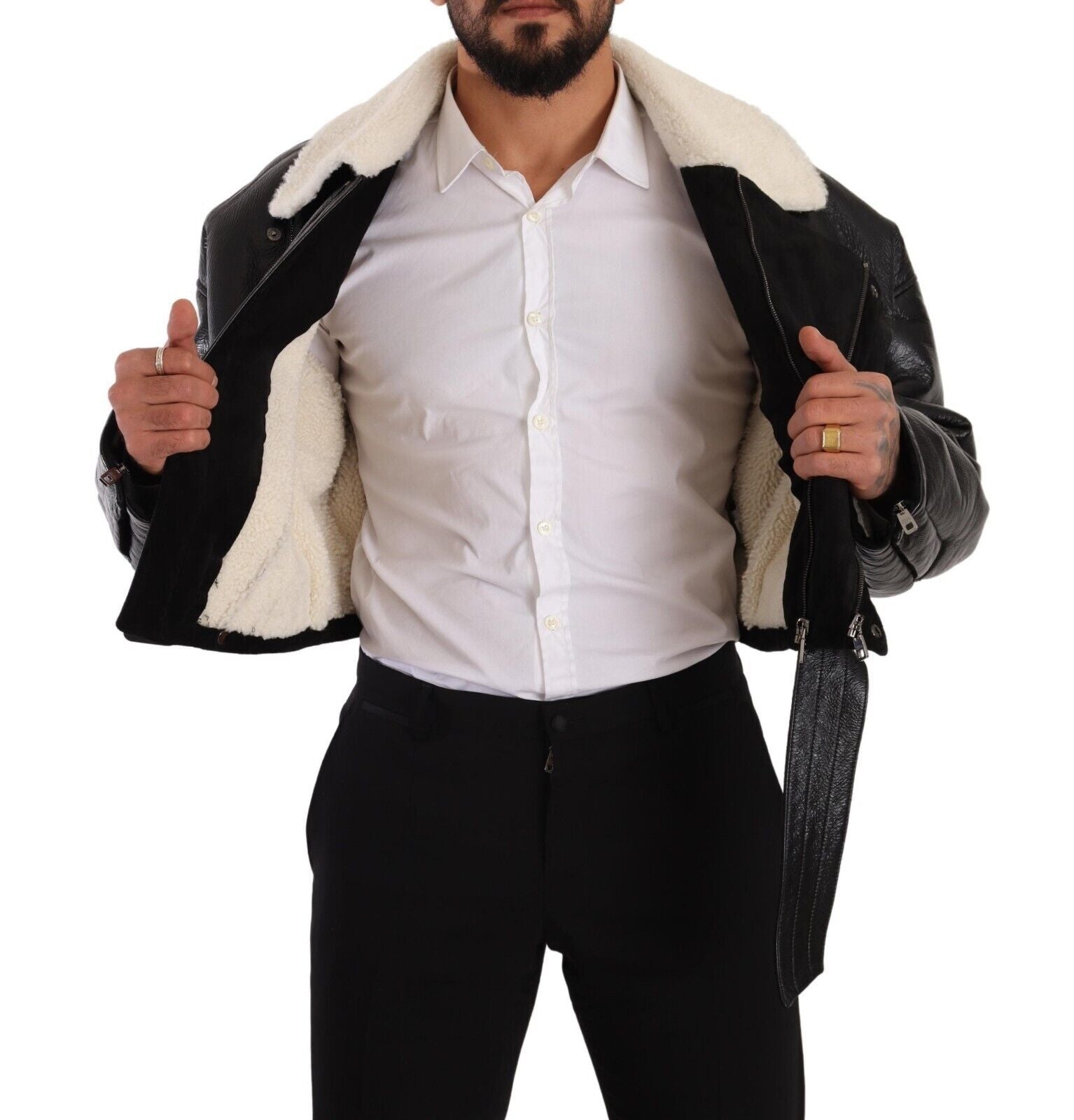 Elegante Shearling-Bikerjacke
