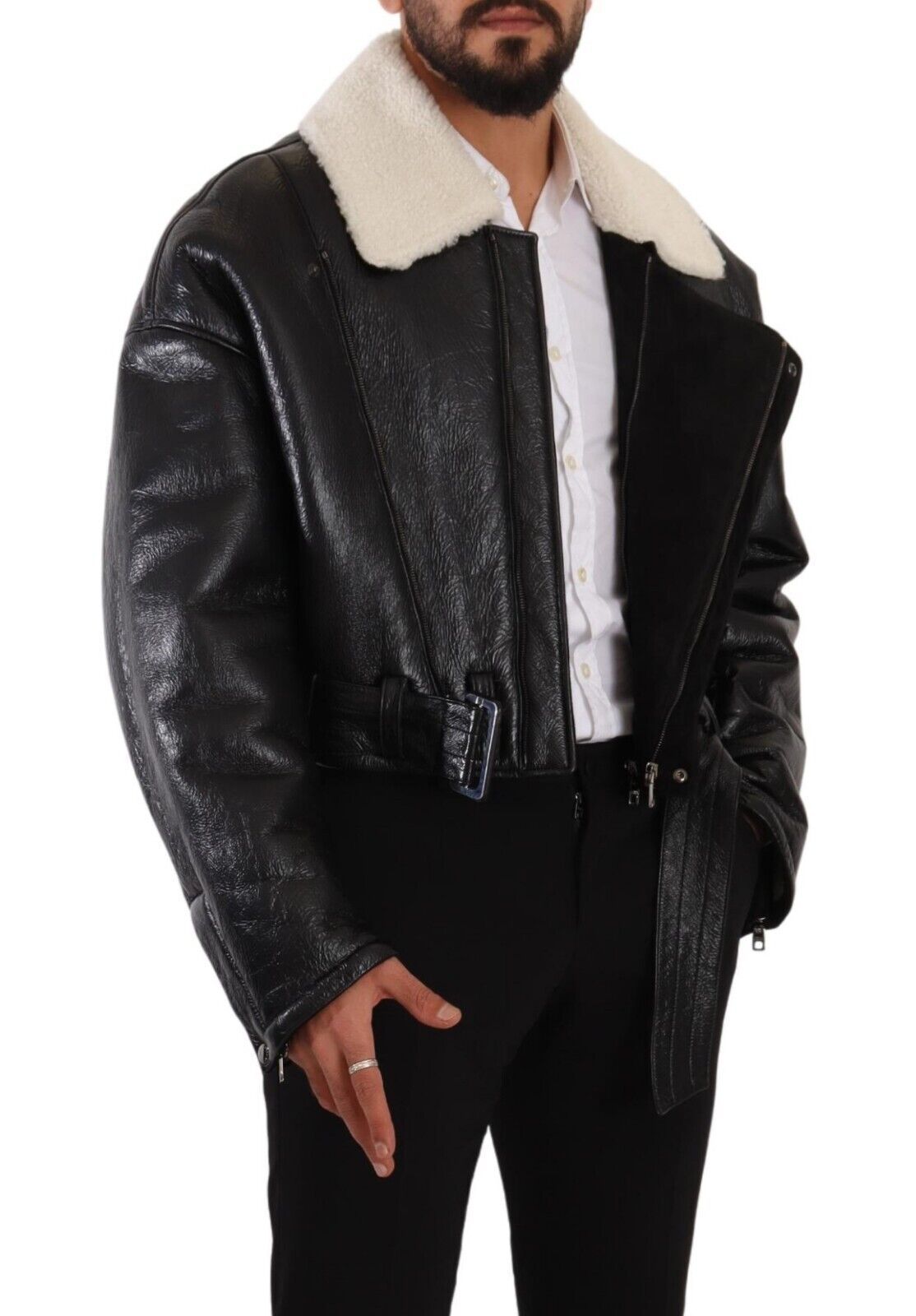 Elegante Shearling-Bikerjacke