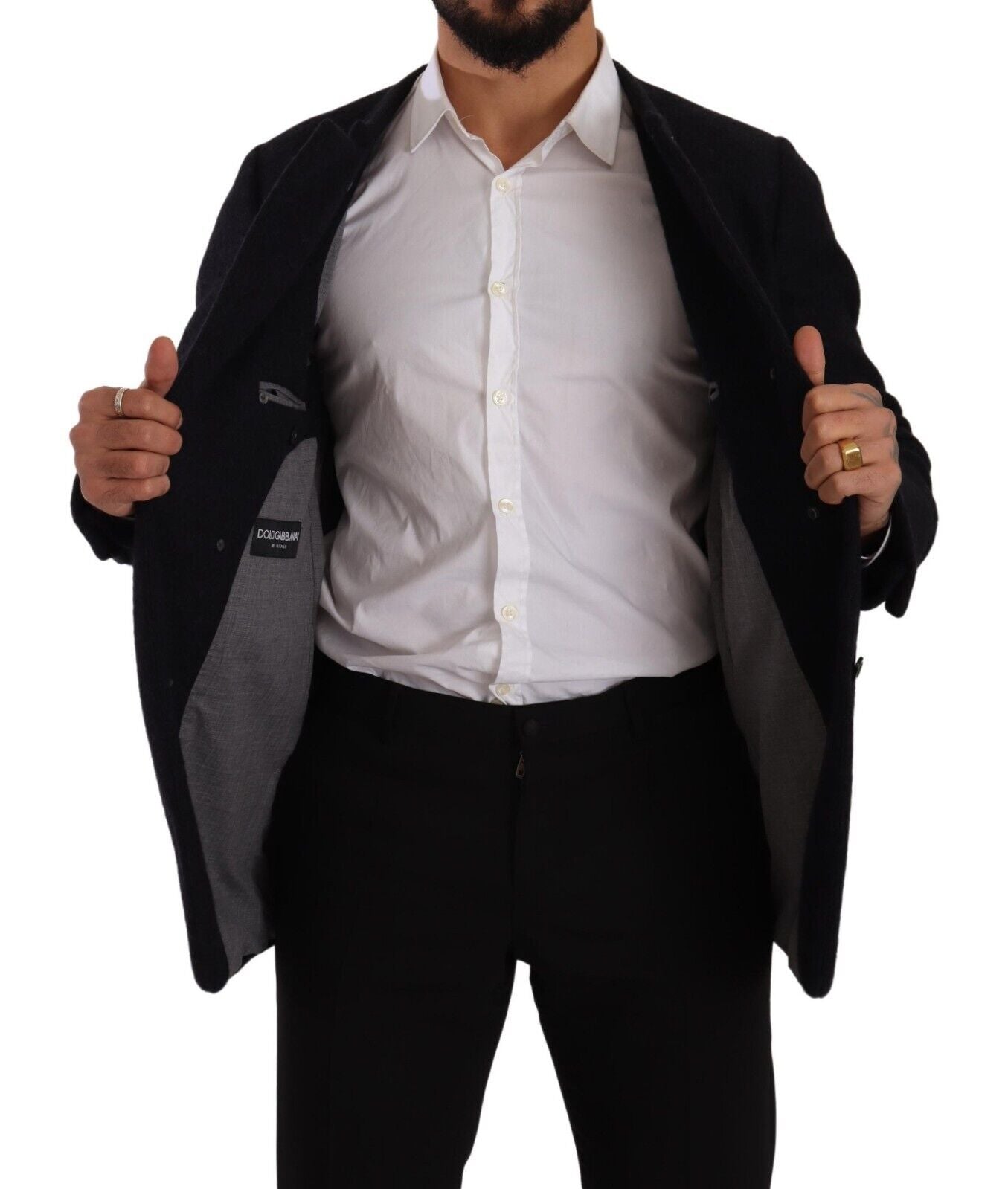 Elegante dunkelgraue Jacke aus Alpaka-Mischgewebe