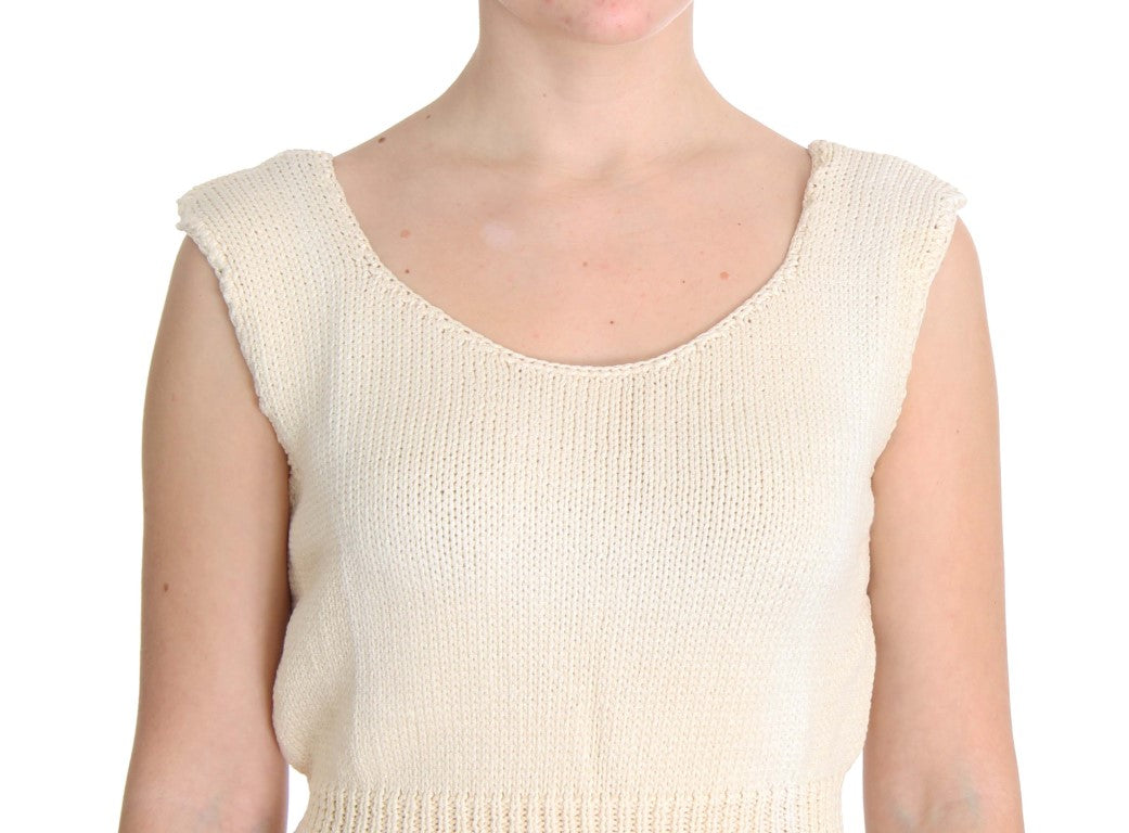 Maglione gilet senza maniche in maglia beige