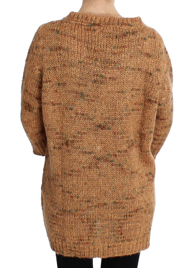 Maglione oversize lavorato a maglia con scollo a V marrone chic