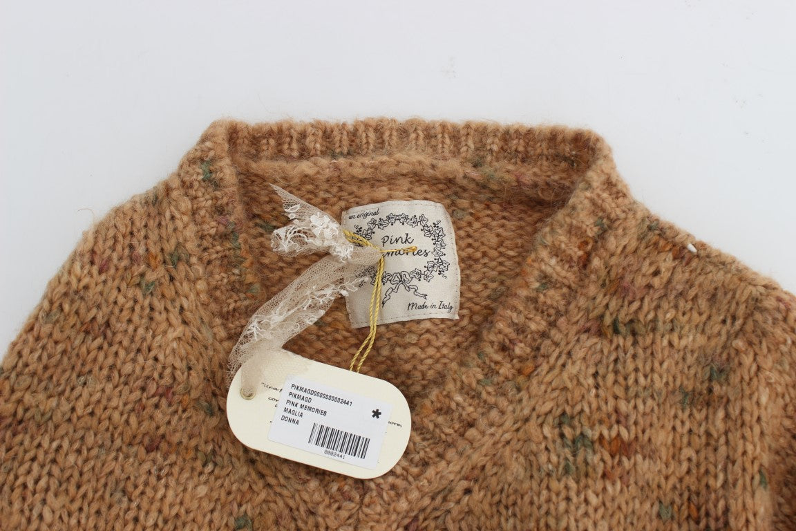 Maglione oversize lavorato a maglia con scollo a V marrone chic