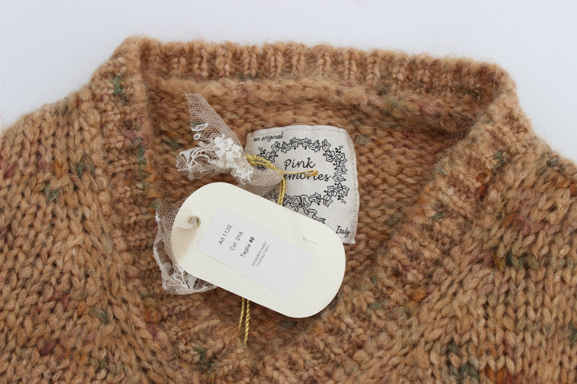 Maglione oversize lavorato a maglia con scollo a V marrone chic