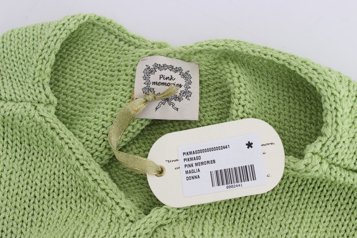 Elegante maglione verde lavorato a maglia senza maniche