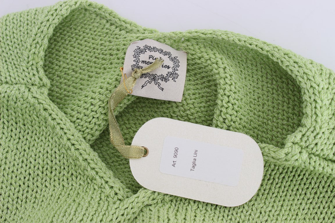 Elegante maglione verde lavorato a maglia senza maniche