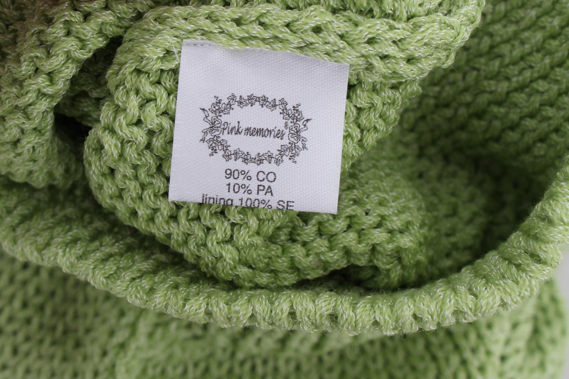 Elegante maglione verde lavorato a maglia senza maniche