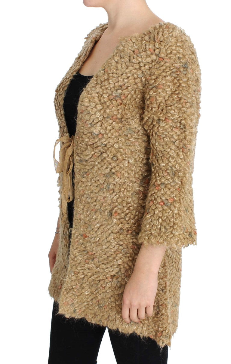 Elegante mantello beige in maglione