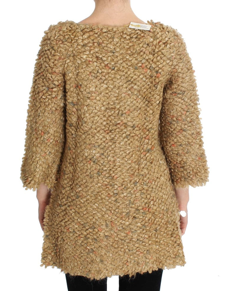 Elegante mantello beige in maglione