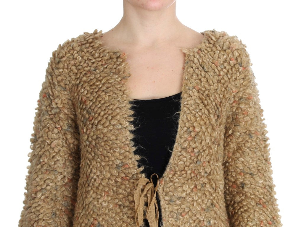 Elegante mantello beige in maglione