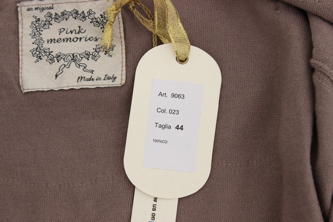 Elegante maglione cardigan in pizzo di cotone viola