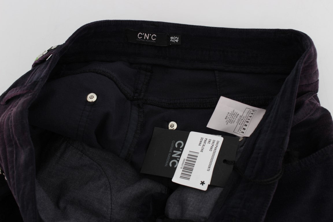 Elegante lila kurze Cordhose