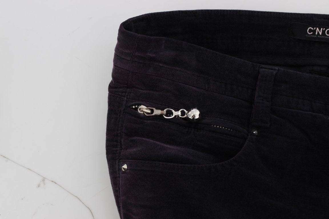 Elegante lila kurze Cordhose