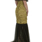 Dolce & Gabbana Yellow Black Floral Lace Ricamo Gown Dress