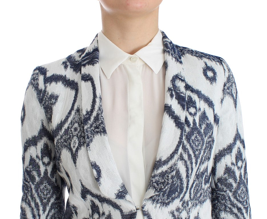 Elegante blazer corto blu bicolore