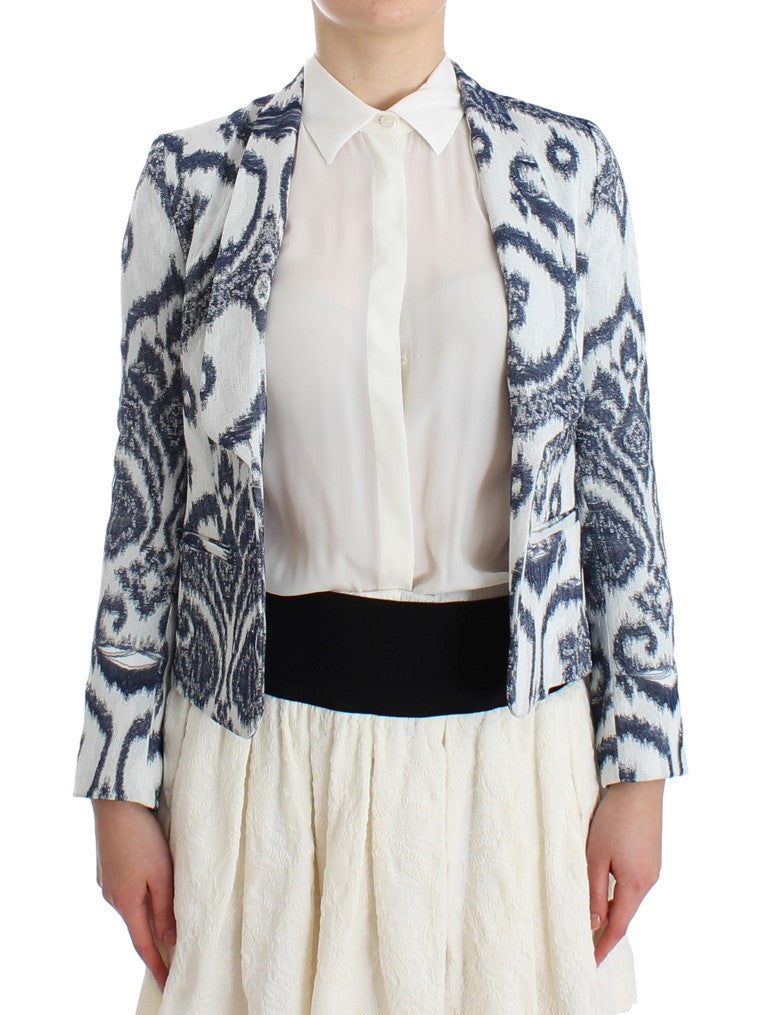 Elegante blazer corto blu bicolore