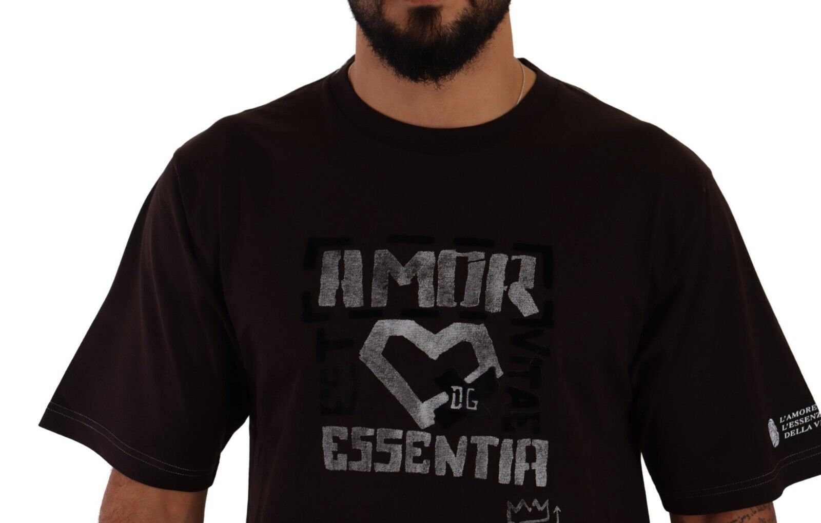 Elegantes Burgunderrotes L'Amore Rundhals-T-Shirt