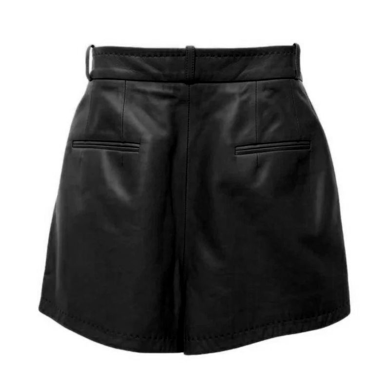 Schwarze Lammfell-Shorts für Damen