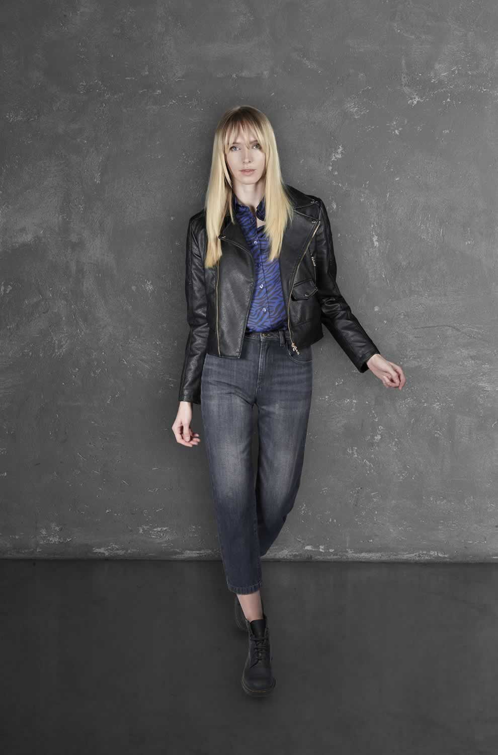 Schwarze High-Waist-Jeans aus Baumwolle für Damen