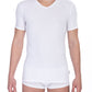 White Cotton Men V-Neck T-Shirt